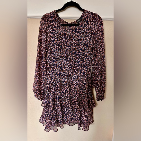 Trixxi Juniors Floral Print Tiered Fit & Flare Dress - Picture 1 of 6